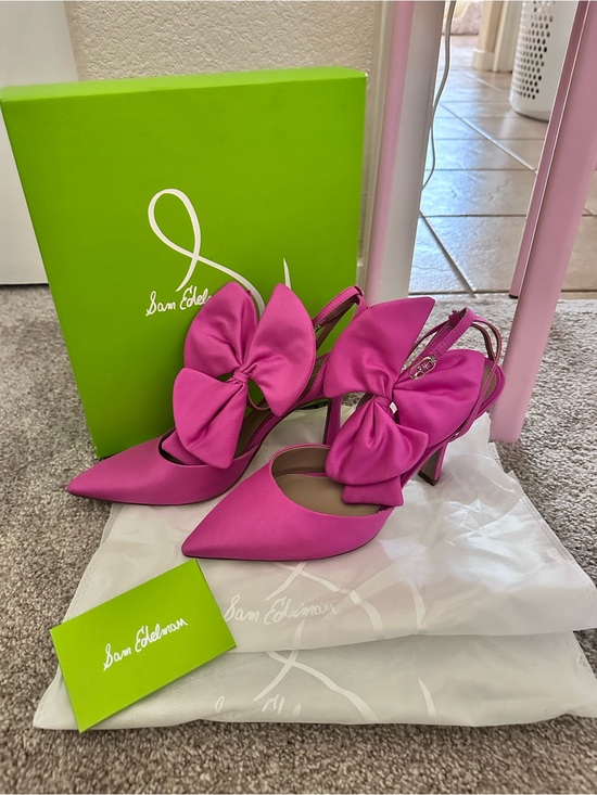 Sam Edelman Shoes - Sam Edelman Hot Pink Satin Bow Slingback Pumps